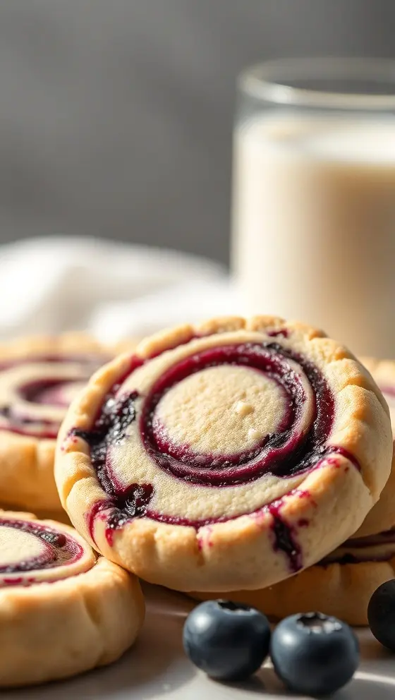 Blueberry Shortbread Swirl Cookies