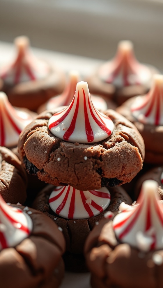 Peppermint Chocolate Kiss Cookies