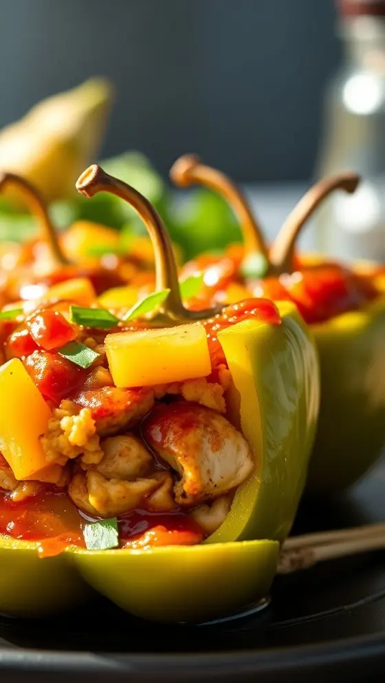 Teriyaki Pineapple Chicken Stuffed Peppers
