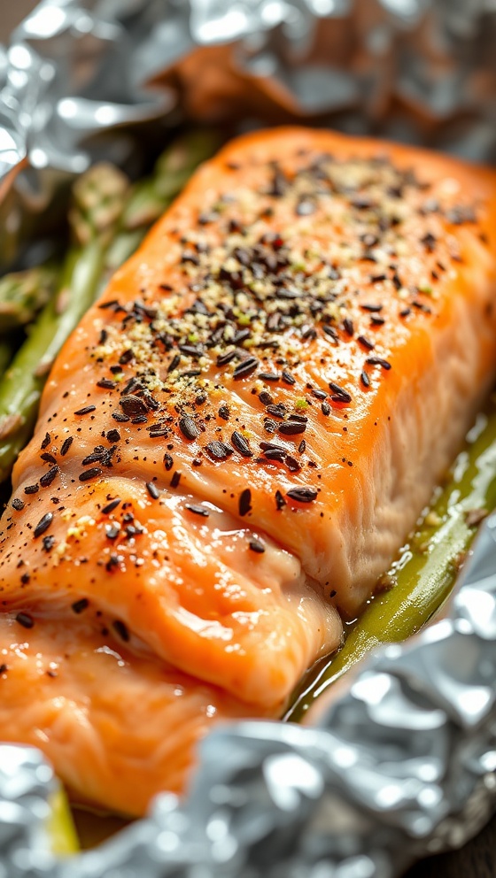 Baked Salmon in Foil with Asparagus