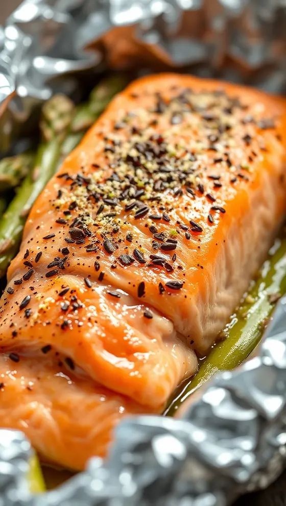 Baked Salmon in Foil with Asparagus