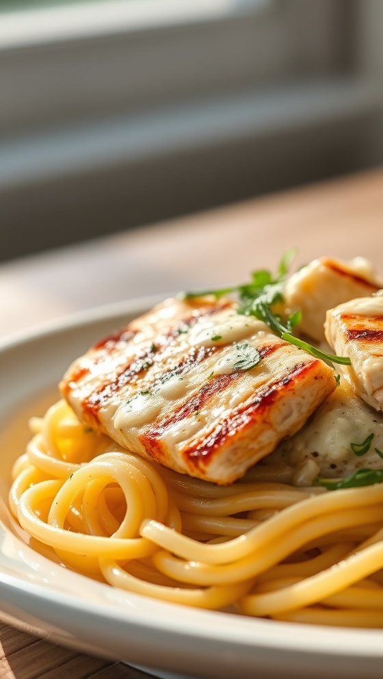 Grilled Chicken Alfredo Pasta