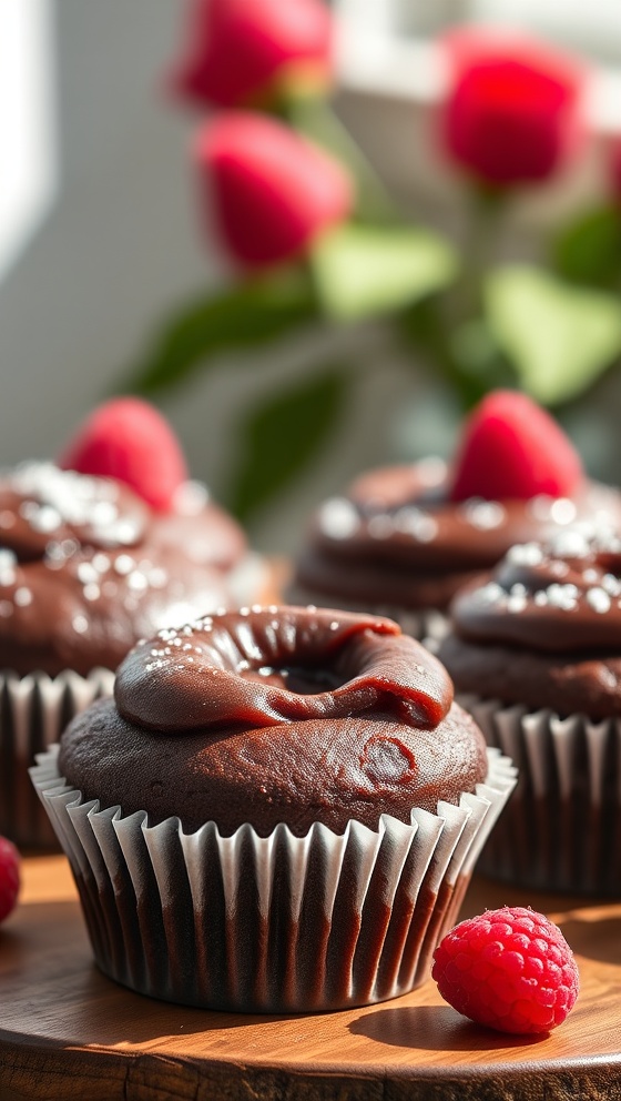 Raspberry Chocolate Lava Cupcakes