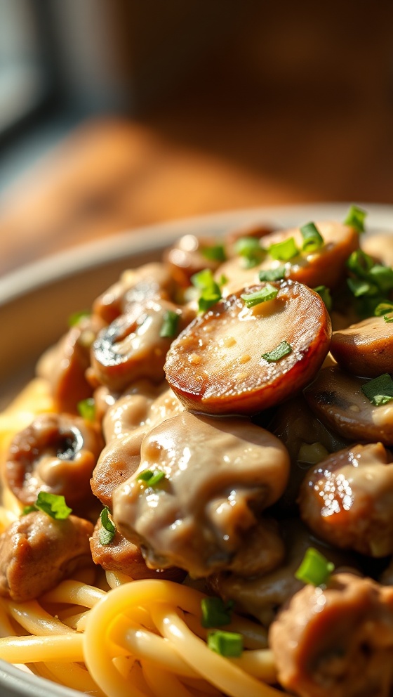 Creamy Garlic Mushroom Beef