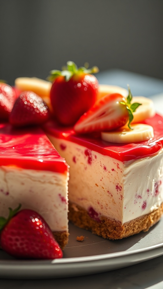 Heavenly Strawberry Banana Bliss Cheesecake
