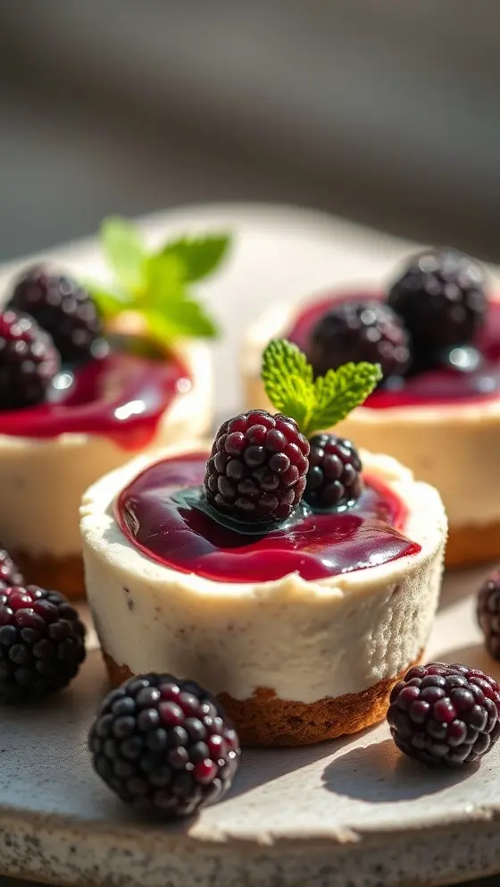 Irresistible Blackberry Mini Cheesecakes