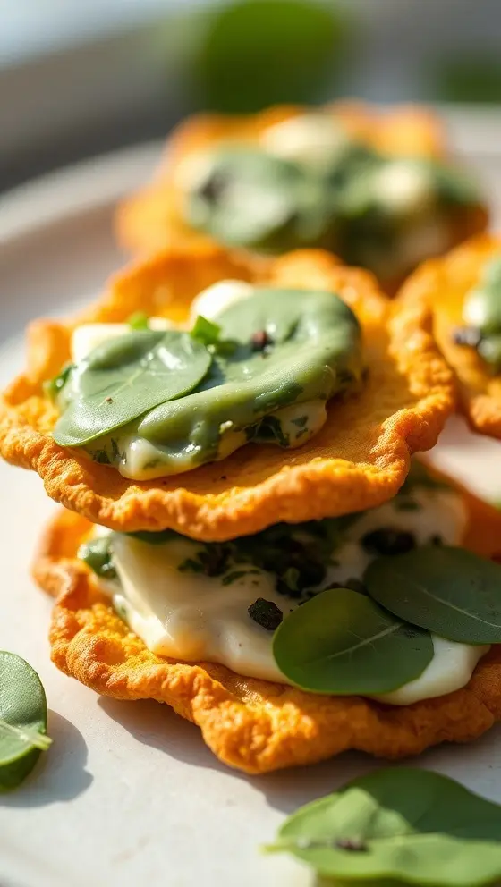 Keto Spinach Cheese Crisps
